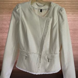 WHBM- Tweed Moto Style Jacket - NWOT- Ecru (off white)